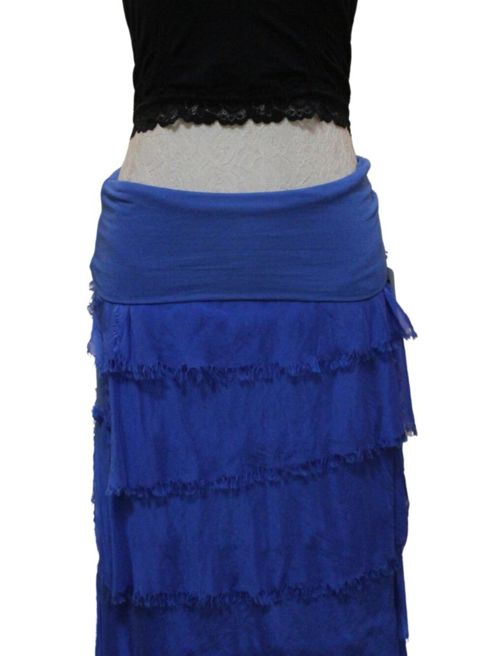 Italian Ruffle Maxi Skirt - Blue